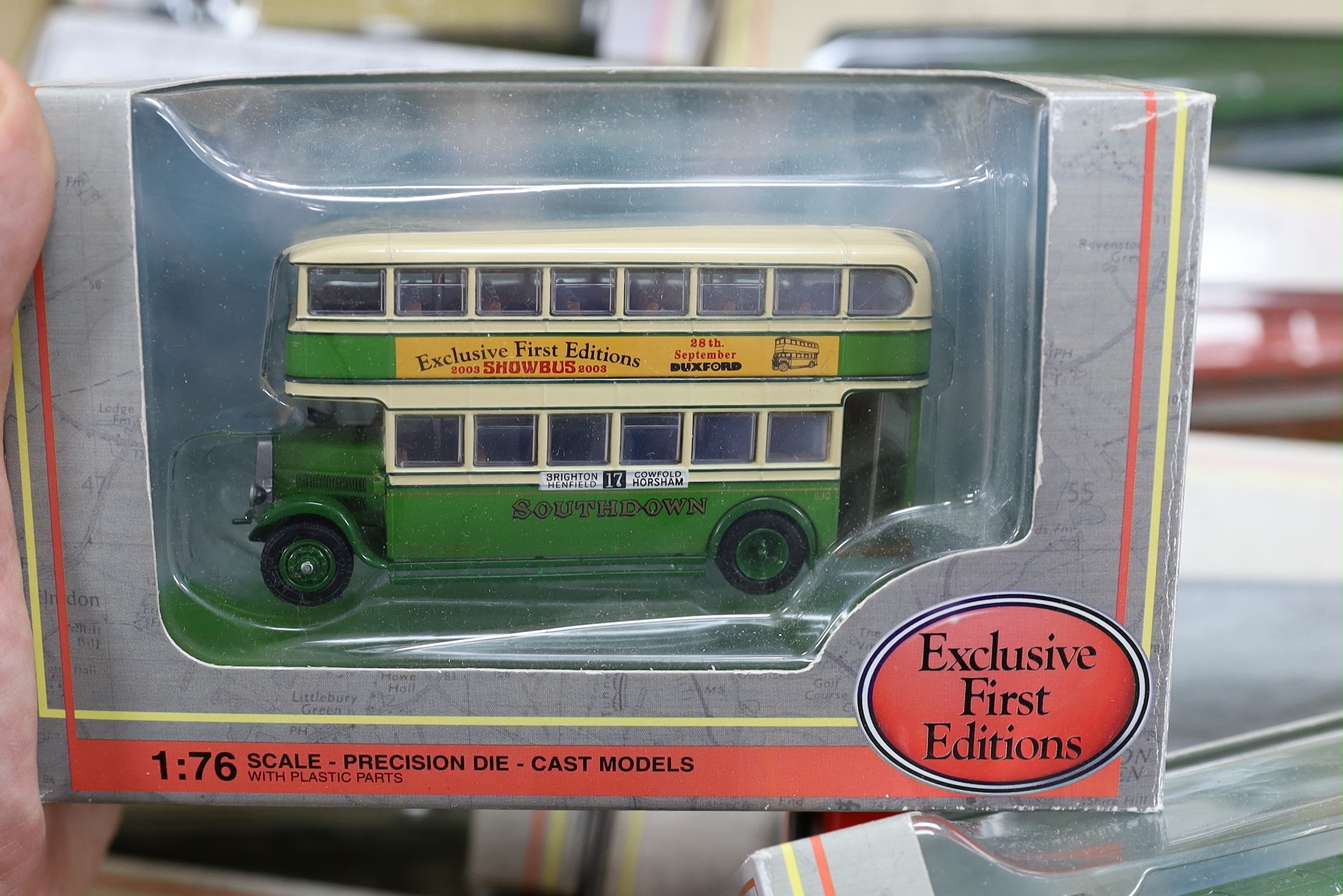 A collection of EFE buses and coaches, eighteen in Southdown livery including an AEC Fuel Tanker, (20)